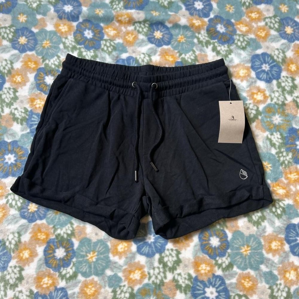 Icyzone Black athletic sweat shorts with rolled cuff women's medium NWT